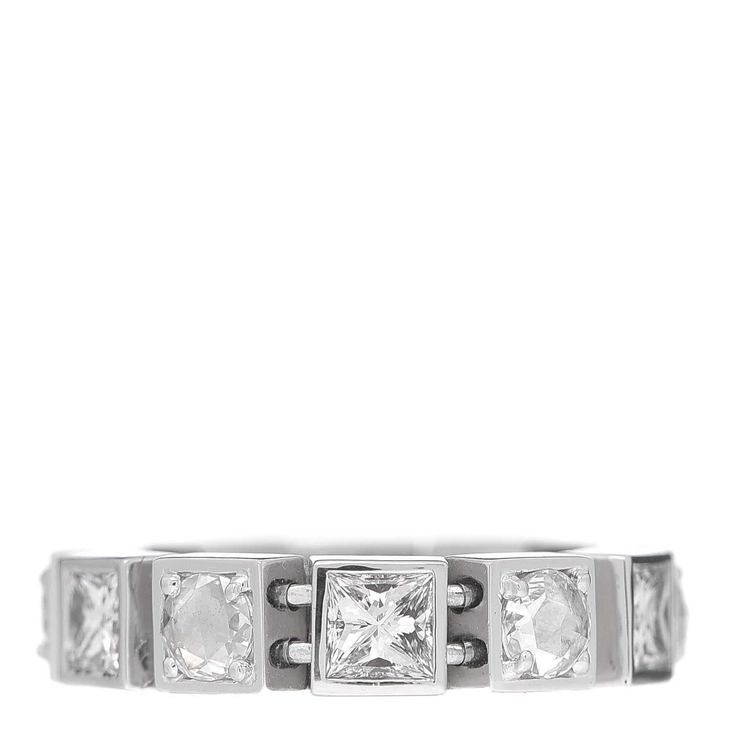 Tiffany 18K White Gold Diamond T Line Band Ring 49 5 1 of 6