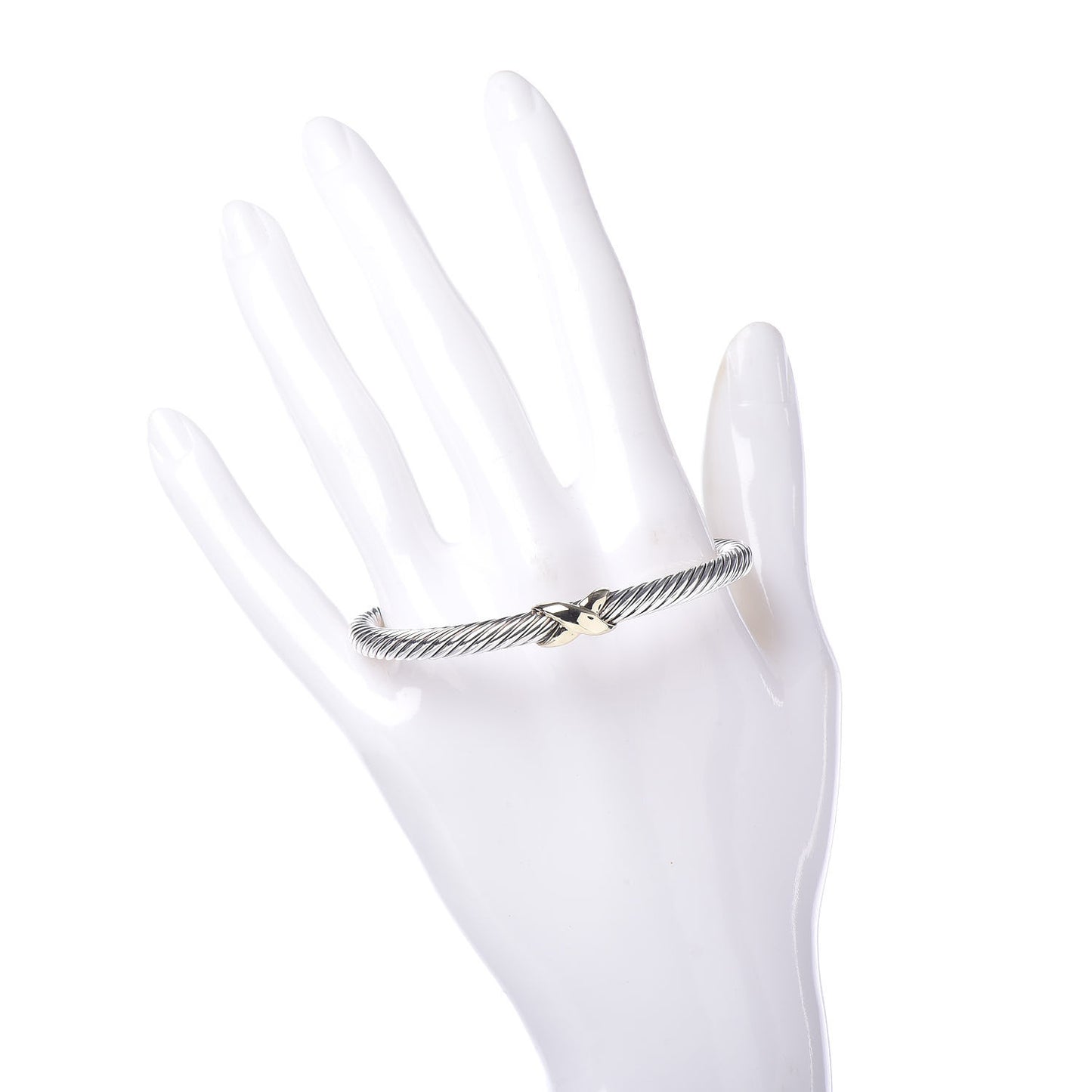 Sterling Silver 14K Yellow Gold 5mm X Station Cable Bracelet