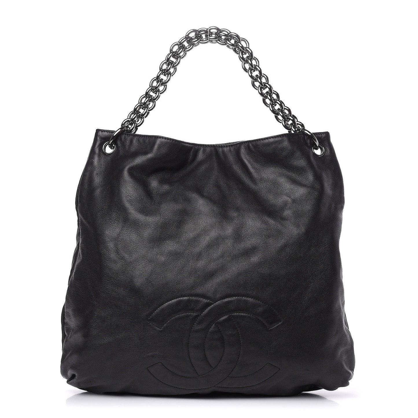 Lambskin Large Soft and Chain Hobo Black