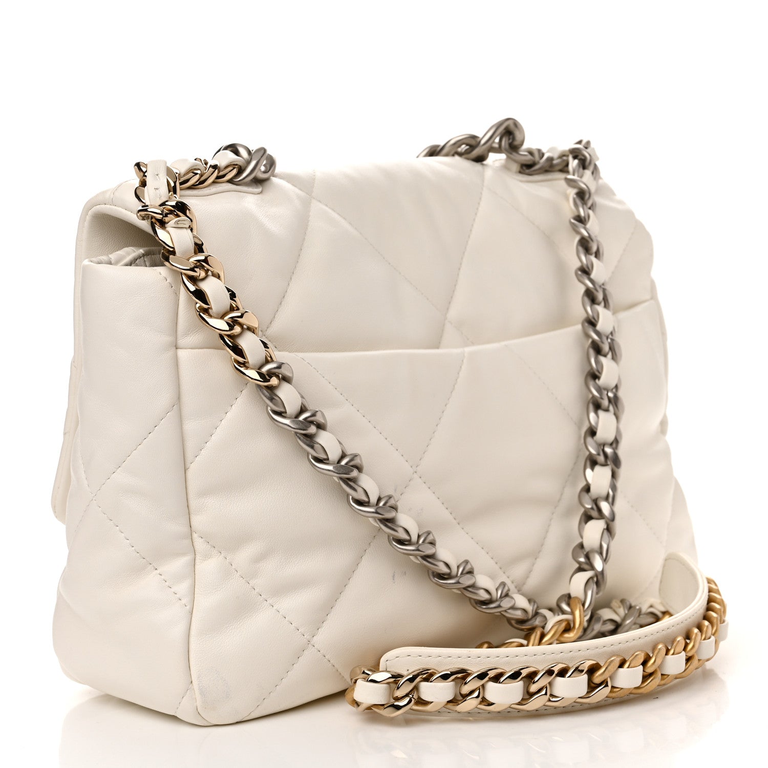 Chanel Goatskin Quilted Large Chanel 19 Flap White 2 of 10