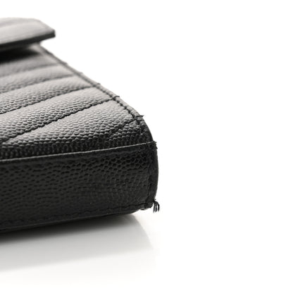 Saint Laurent Grain De Poudre Matelasse Chevron Monogram Chain Wallet Black 14 of 14