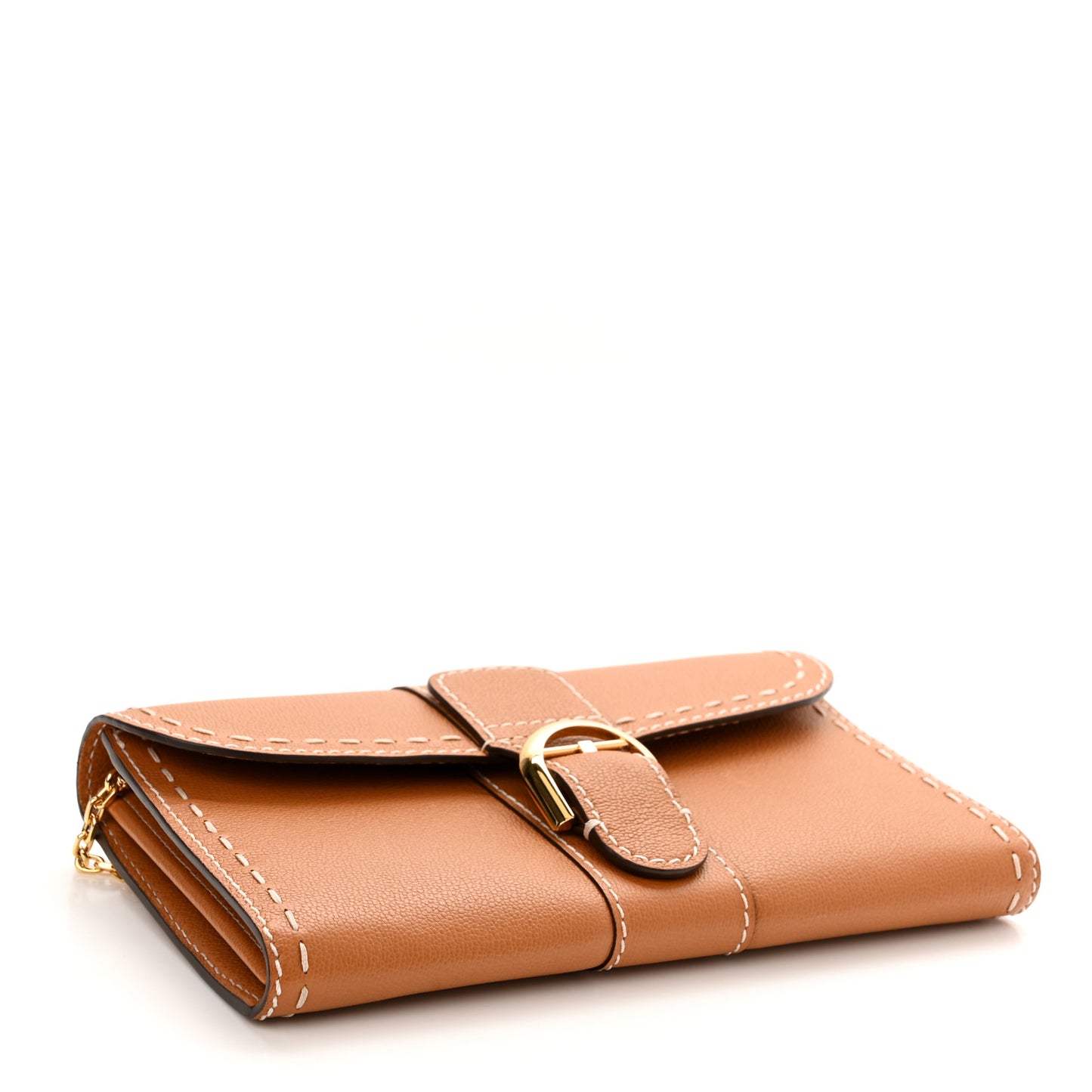 Rodeo Calfskin Surpique Brillant Wallet on Chain Vegetal