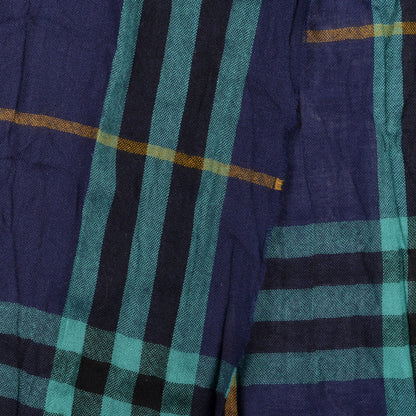 Burberry Wool Silk Gauze Giant Check Scarf Blue Green 3 of 4