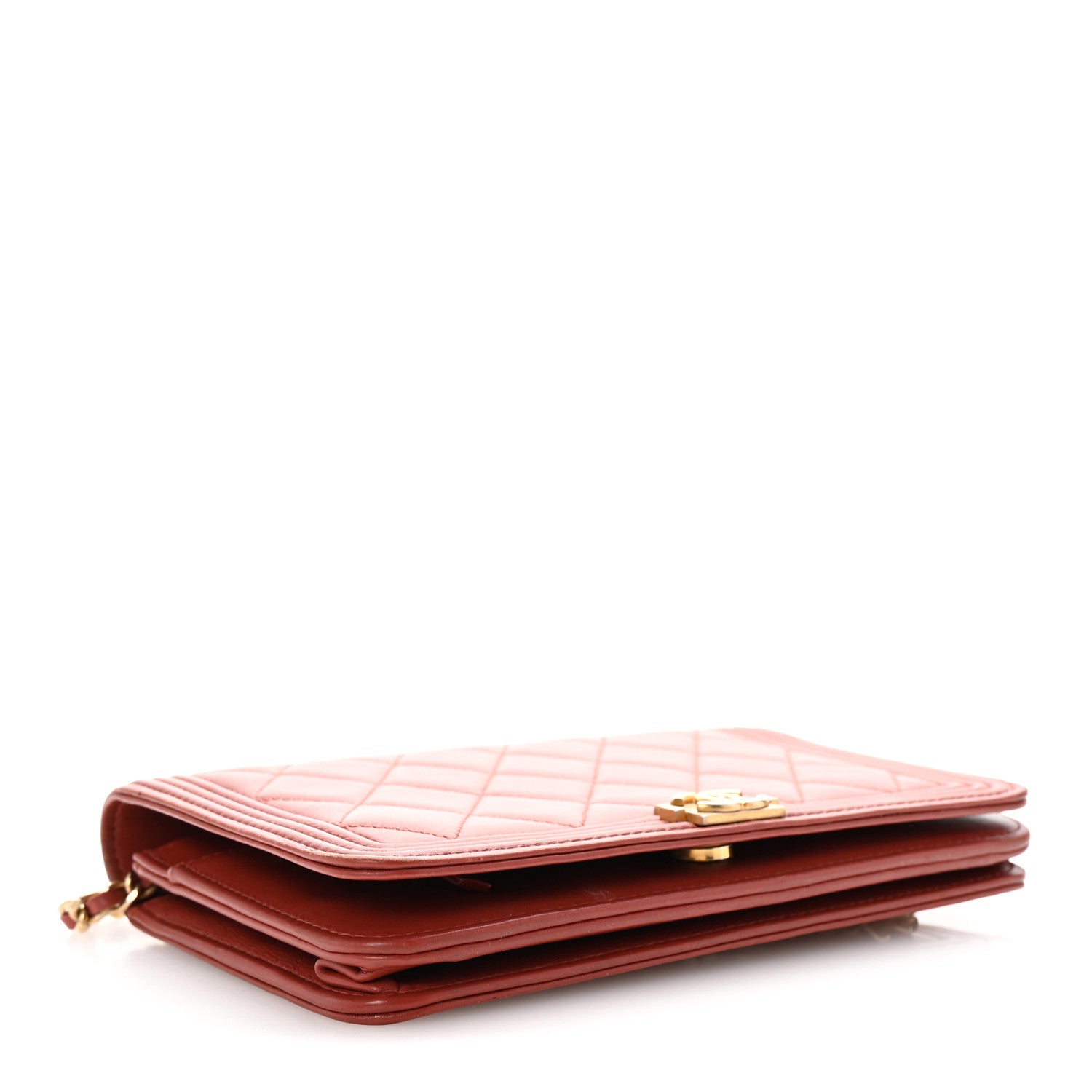 Chanel Calfskin Quilted Boy Wallet On Chain WOC Red 4 of 11