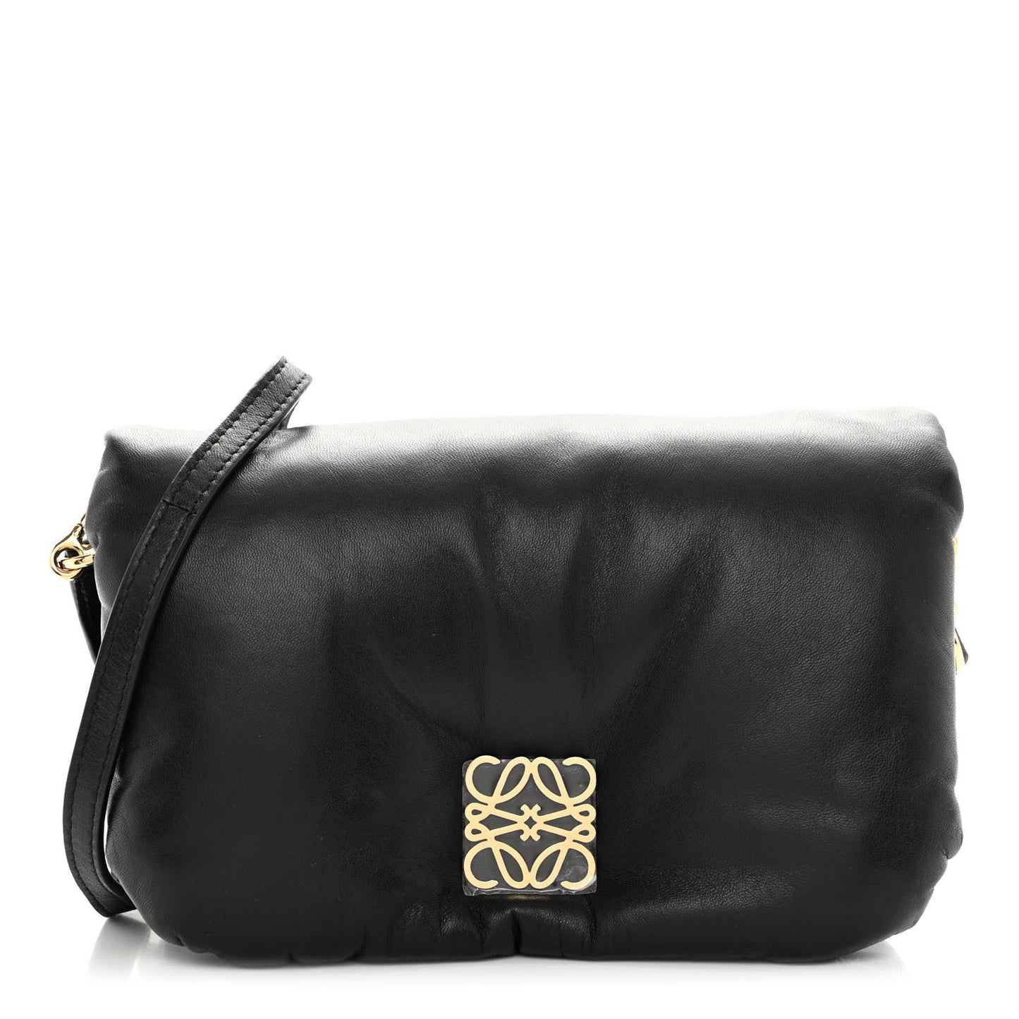 Shiny Nappa Lambskin Mini Goya Puffer Bag Black