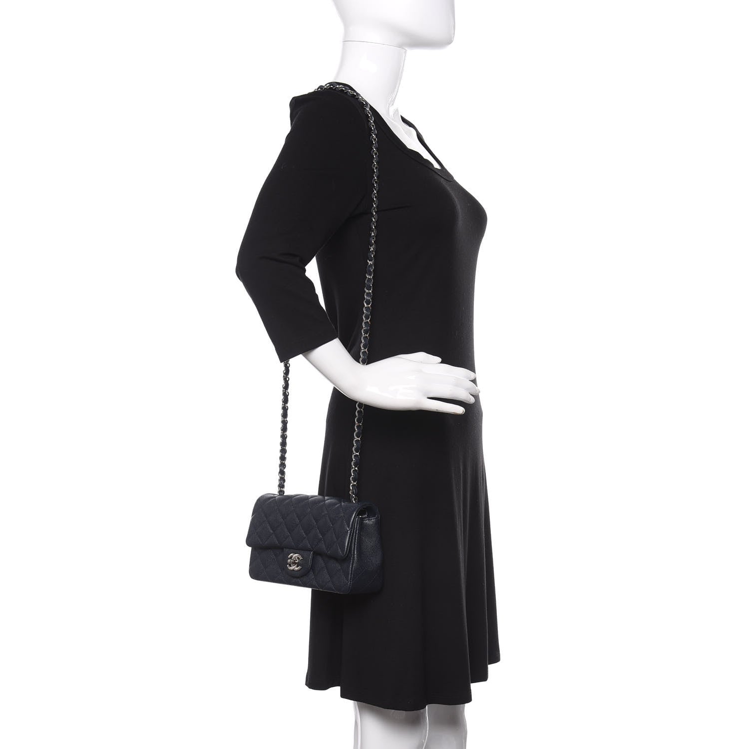 Chanel Caviar Quilted Mini Rectangular Flap Navy 2 of 11