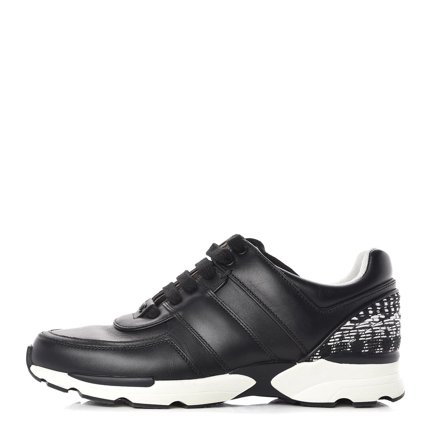 Calfskin Tweed Womens Sneakers 40 Black White
