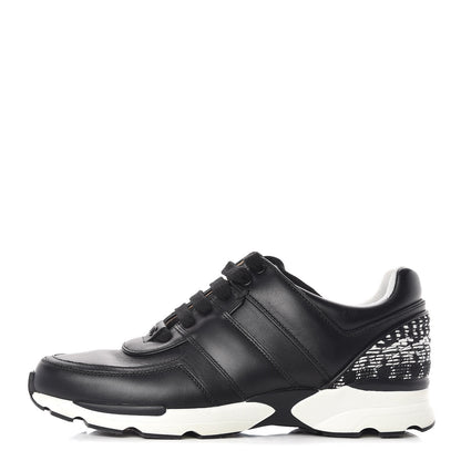 Chanel Calfskin Tweed Womens Sneakers 40 Black White 1 of 10