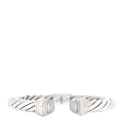 David Yurman Sterling Silver Diamond 8.5mm Cable Classics Bracelet 1 of 3