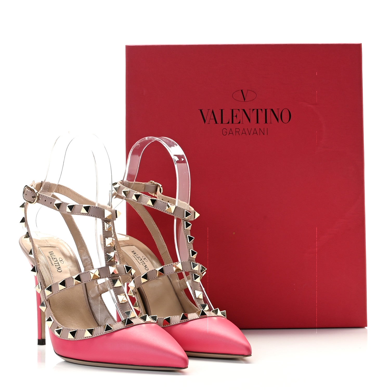 Valentino Garavani Calfskin Nappa Rockstud Ankle Strap 100mm Pumps 36 Deep Fuxia Poudre 4 of 15