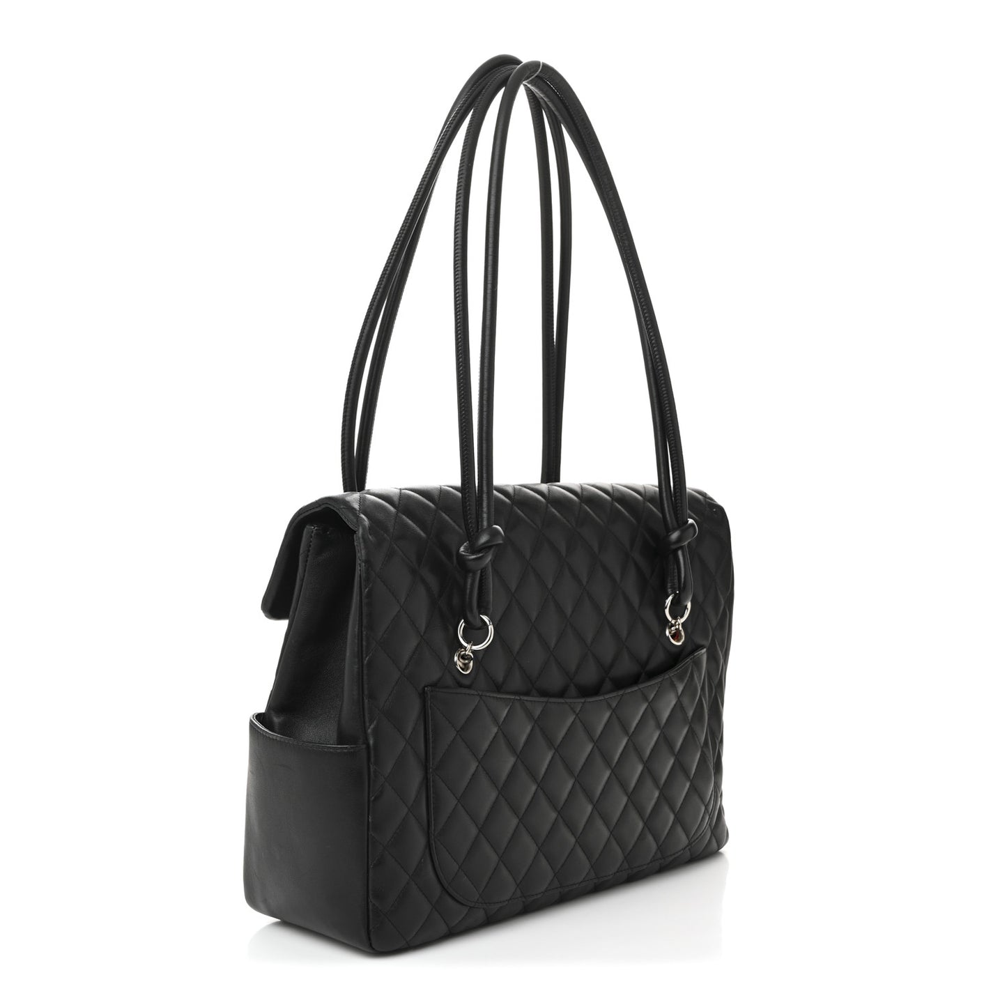 Calfskin Quilted Large Cambon Flap Black White