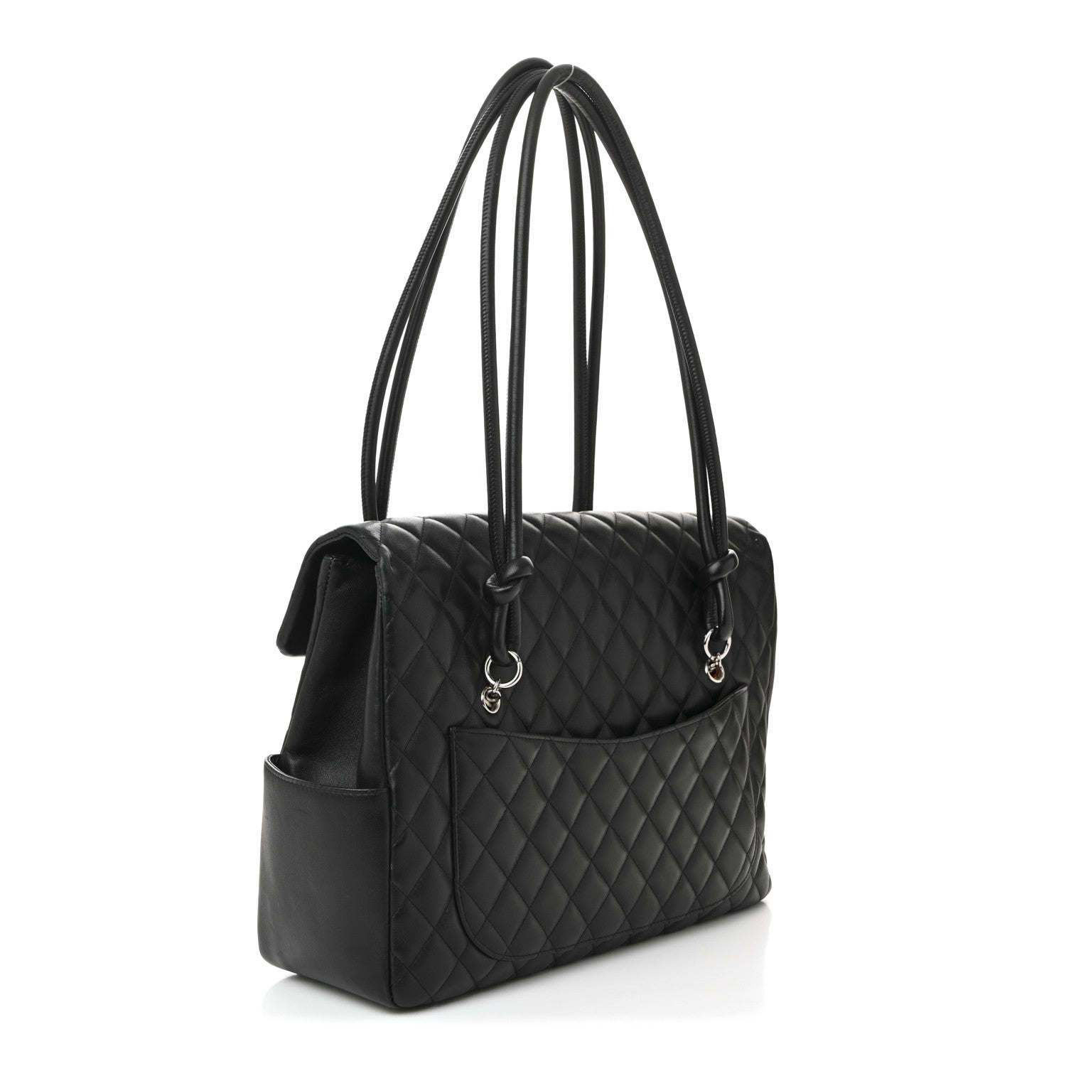 Chanel Calfskin Quilted Large Cambon Flap Black White 3 of 11
