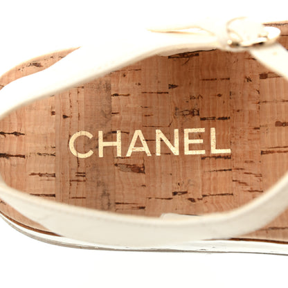 Chanel Lambskin Chain Platform Sandals 37 White 6 of 8