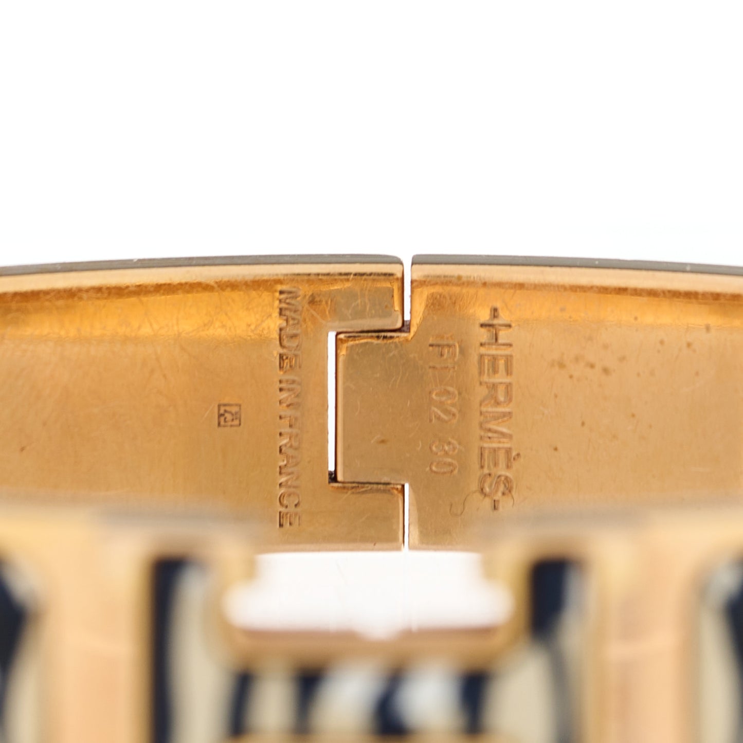 Enamel Narrow Print Zebres De Tanzania Clic Clac H Bracelet PM Beige Blue