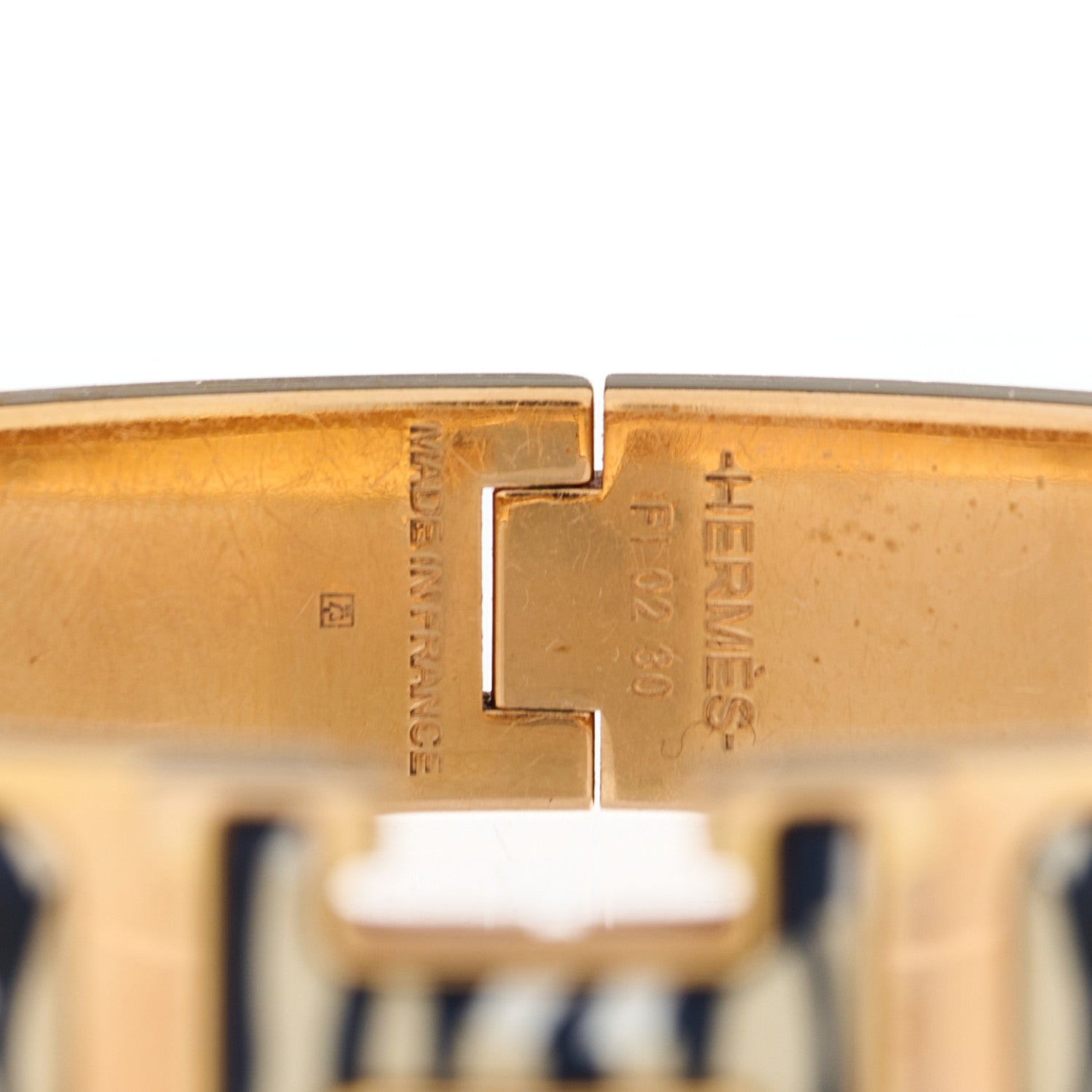 Hermes Enamel Narrow Print Zebres De Tanzania Clic Clac H Bracelet PM Beige Blue 3 of 4