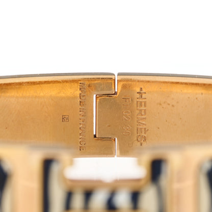 Hermes Enamel Narrow Print Zebres De Tanzania Clic Clac H Bracelet PM Beige Blue 3 of 4