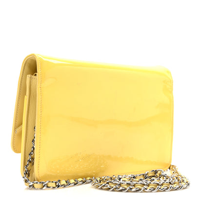Chanel Patent CC Compact Wallet on Chain WOC Yellow 3 of 13
