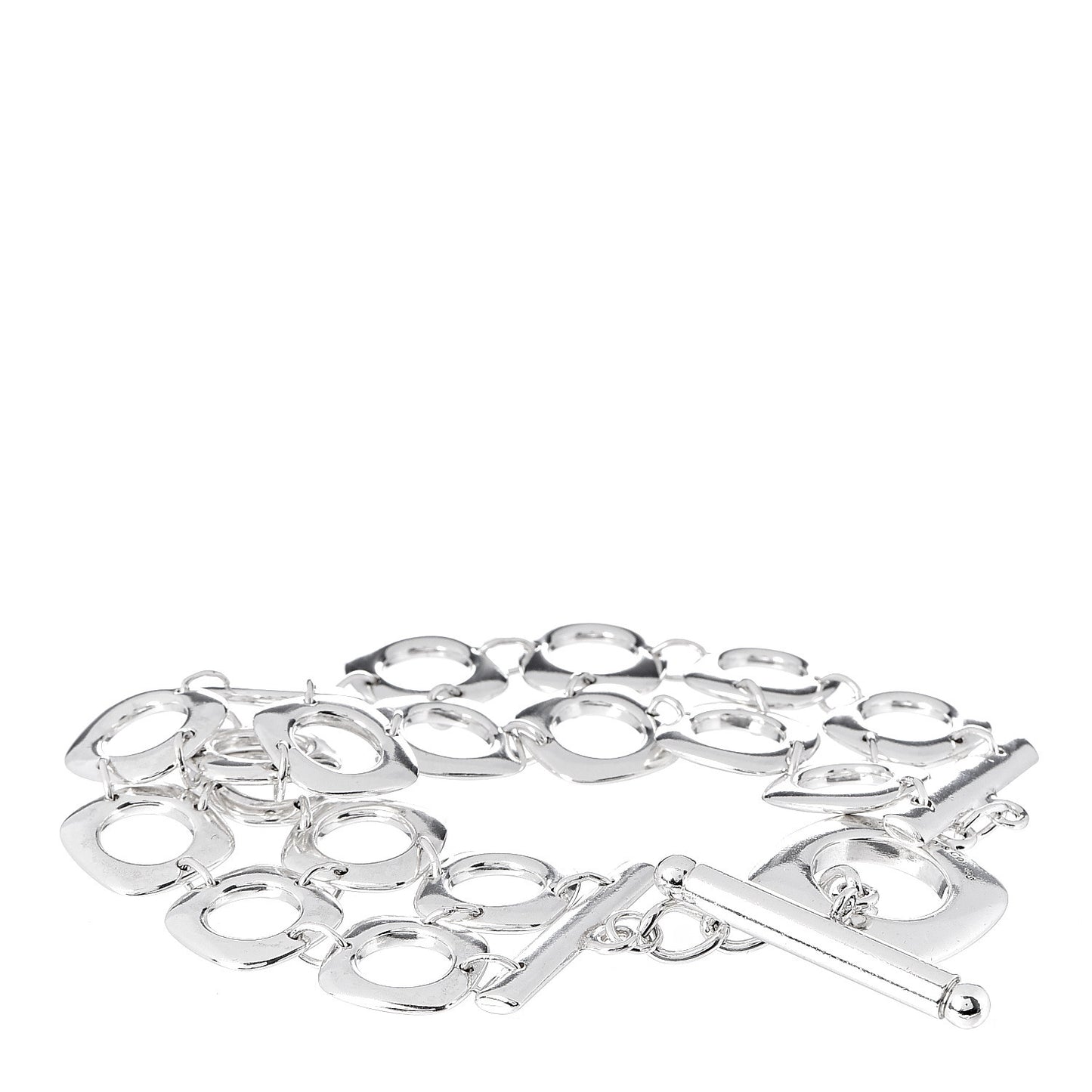 Sterling Silver Double Cushion Square Link Toggle Bracelet