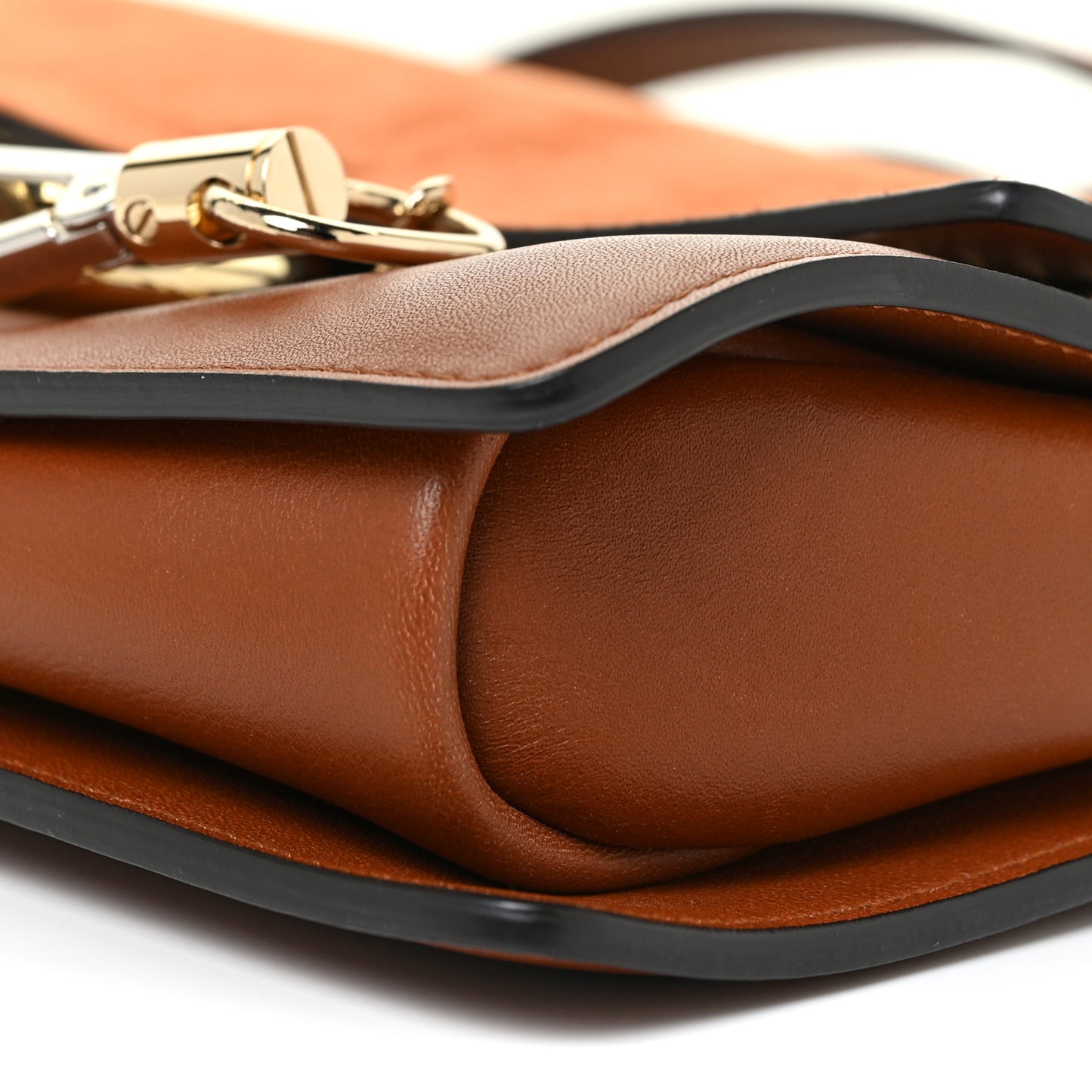 Suede Calfskin Small Faye Shoulder Bag Tobacco