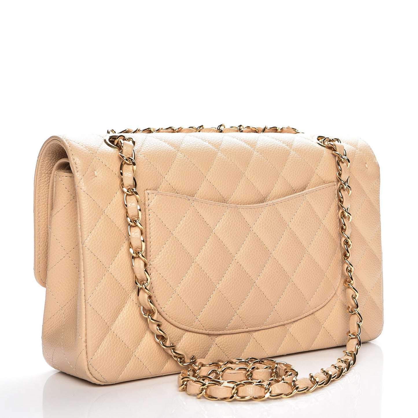 Caviar Quilted Medium Double Flap Beige Clair