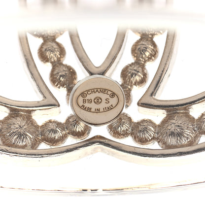 Chanel Transparent Pearl Crystal CC Cuff Golden Pearly White 4 of 4