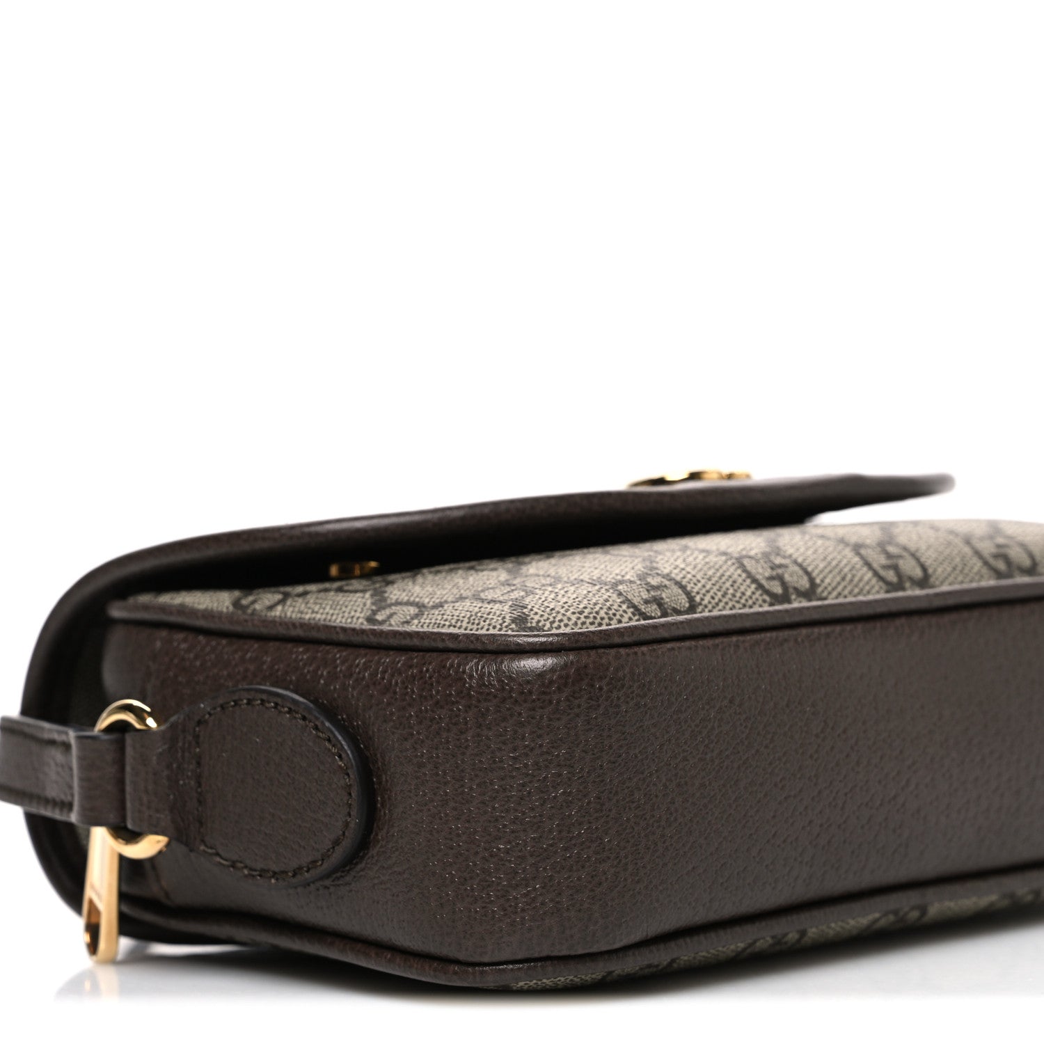 Gucci GG Supreme Monogram Textured Dollar Calfskin Mini Ophidia Flap Shoulder Bag Beige Ebony New Acero 9 of 10