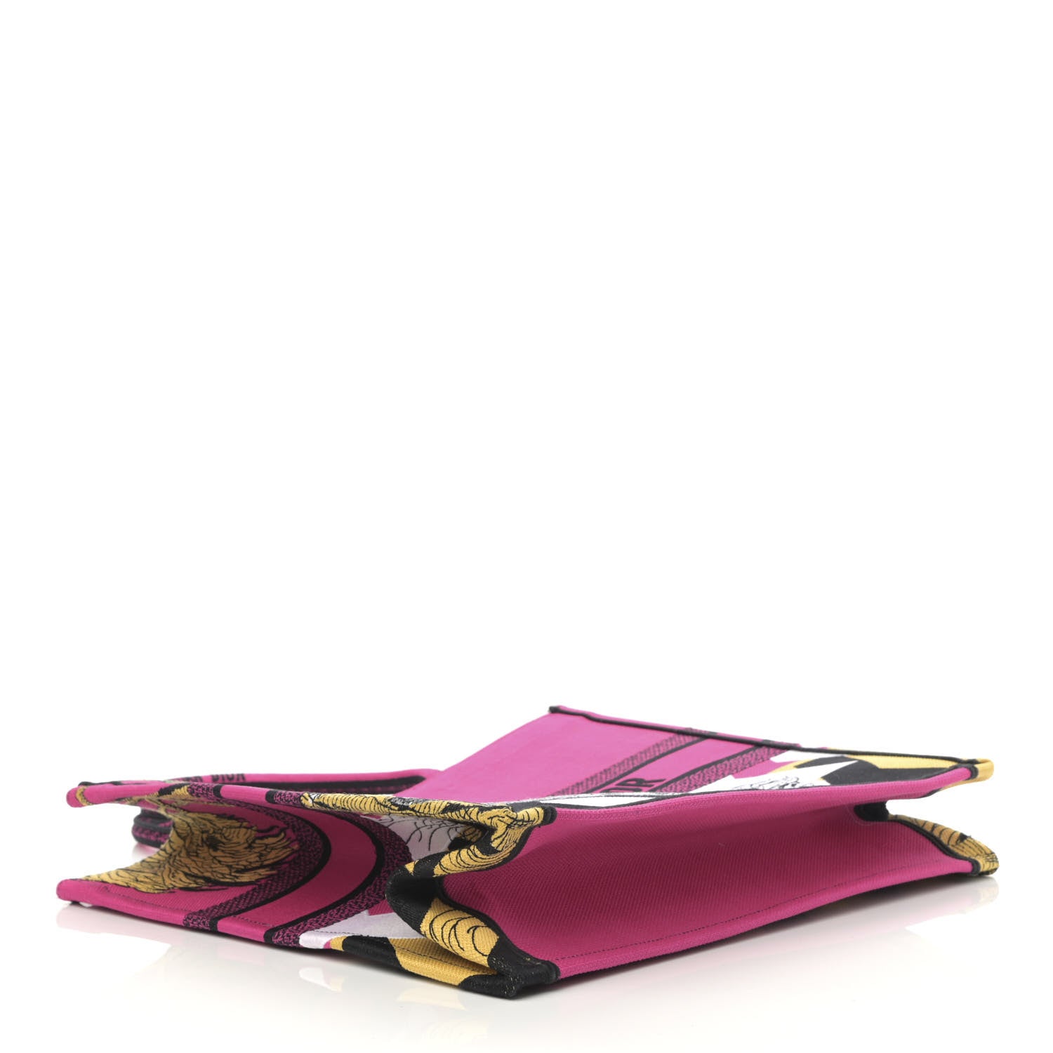 Christian Dior Canvas Embroidered Large Jungle Pop Book Tote Fuchsia Multicolor 4 of 12