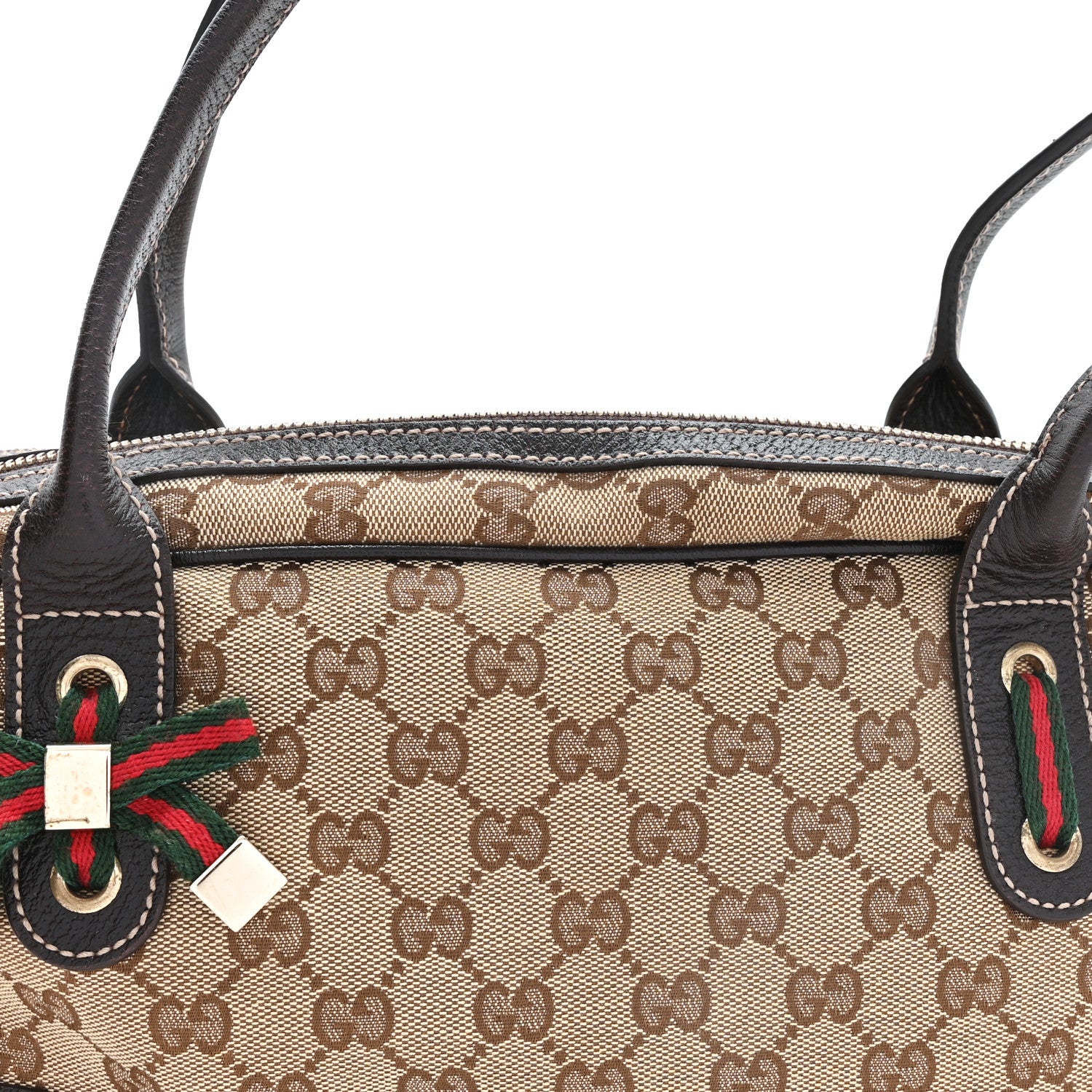Gucci Monogram Small Princy Satchel Dark Brown 8 of 11