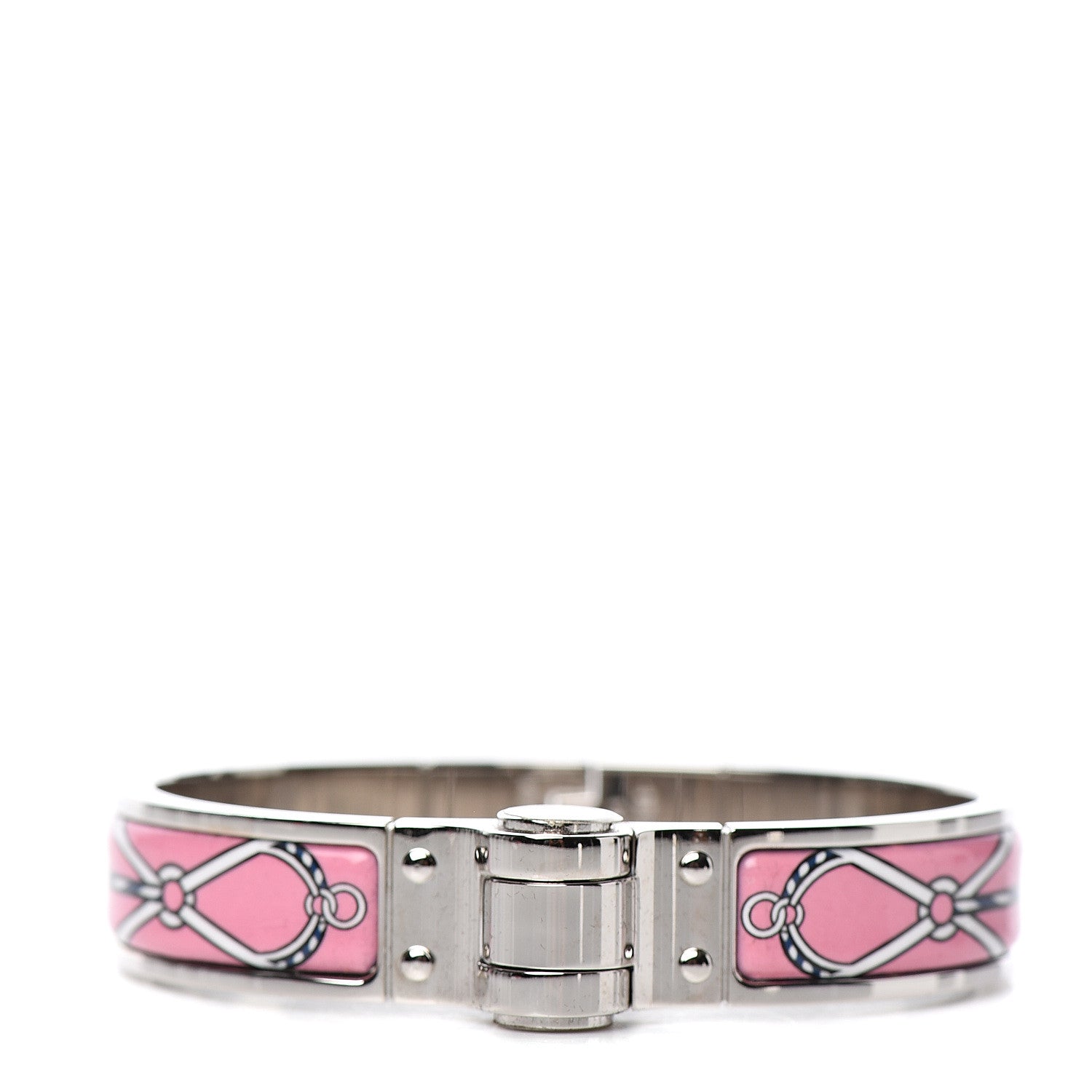 Hermes Enamel Printed Narrow Charniere Cuirs Marins Hinged Bracelet S Quadrichromie 1 of 5