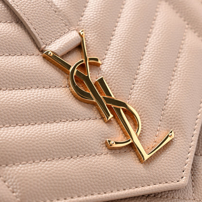 Saint Laurent Grain De Poudre Textured Mixed Matelasse Triquilt Monogram Clutch Dark Beige 8 of 9