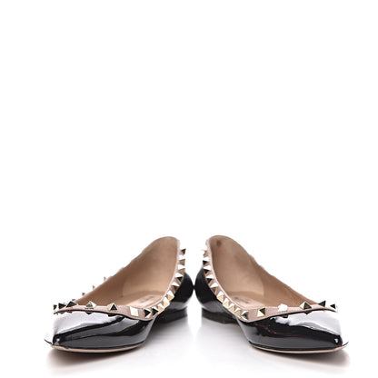Valentino Garavani Patent Rockstud Ballerina Flats 39.5 Black Poudre 9 of 15
