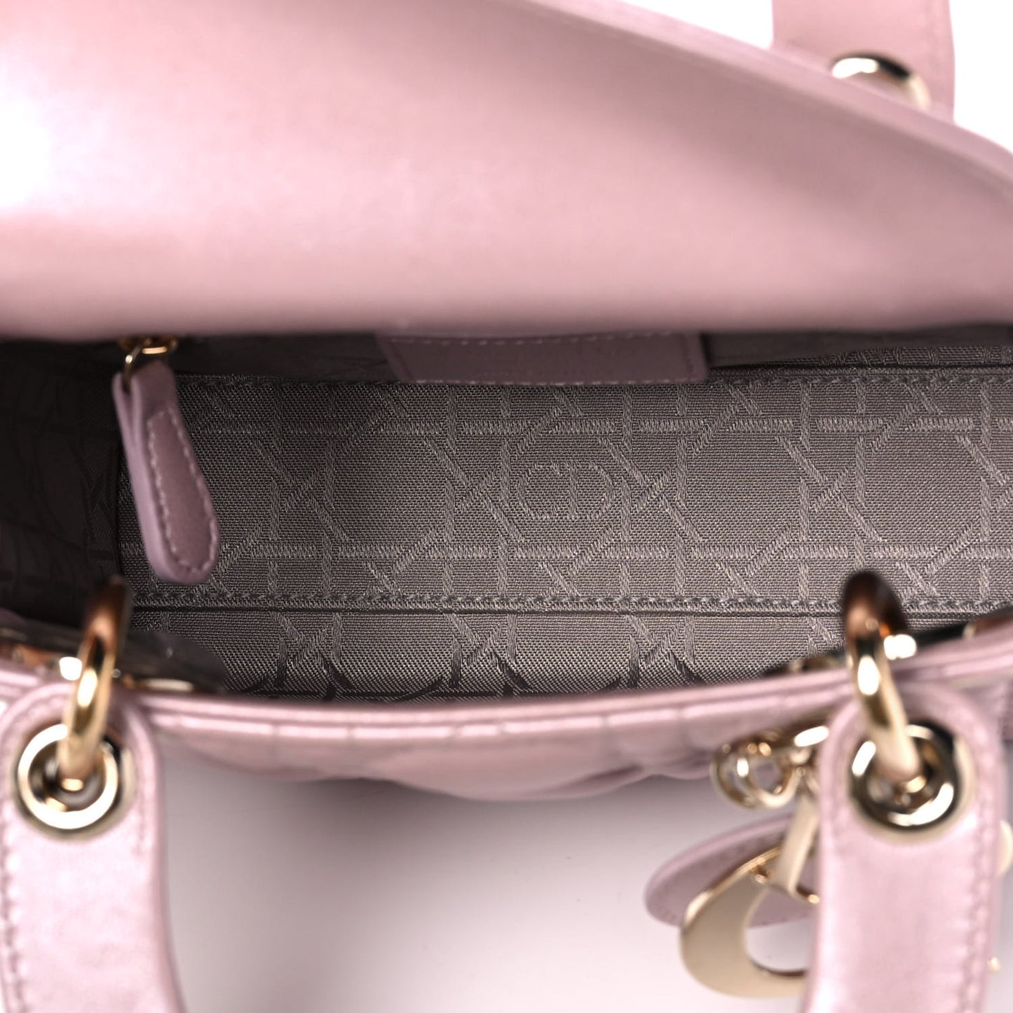 Metallic Lambskin Cannage Mini Lady Dior Lotus