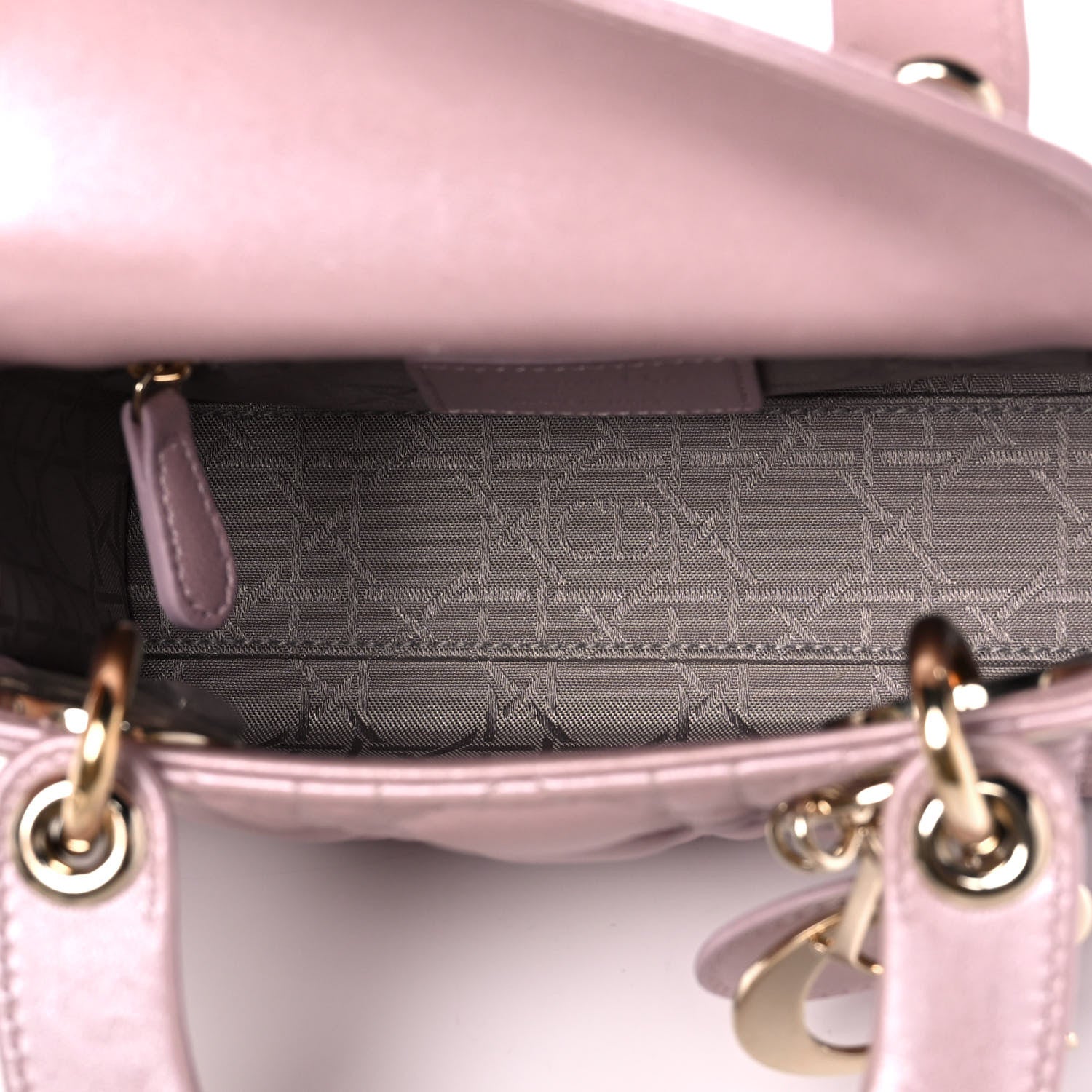 Christian Dior Metallic Lambskin Cannage Mini Lady Dior Lotus 5 of 15