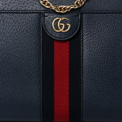 Gucci Textured Calfskin Web Small Ophidia Chain Shoulder Bag Blue Agata 7 of 9