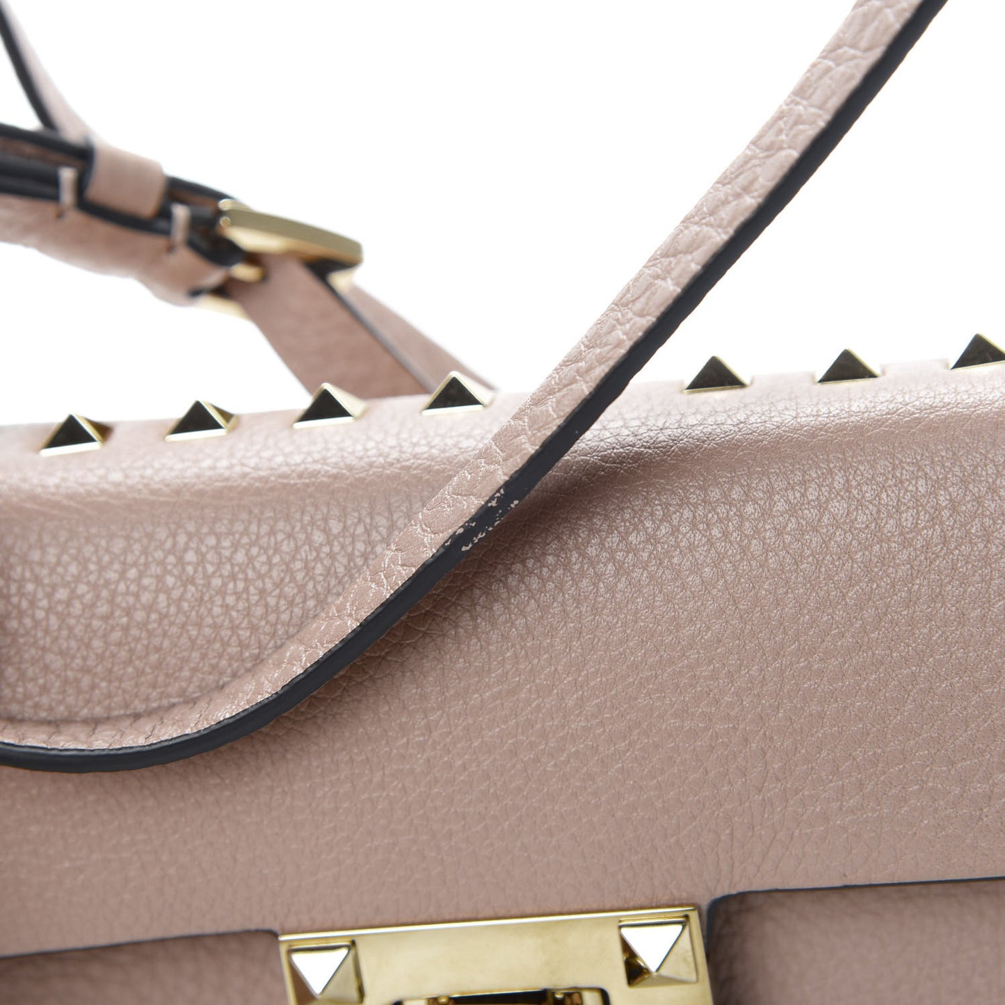 Pebbled Calfskin Small Rockstud Overlay Flap Shoulder Bag Poudre