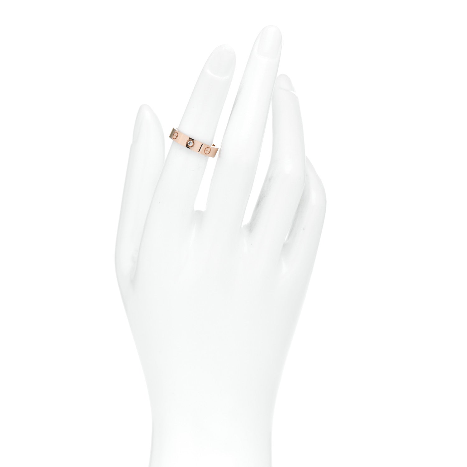 Cartier 18K Pink Gold Diamond 4mm LOVE Wedding Band Ring 50 5.25 2 of 5