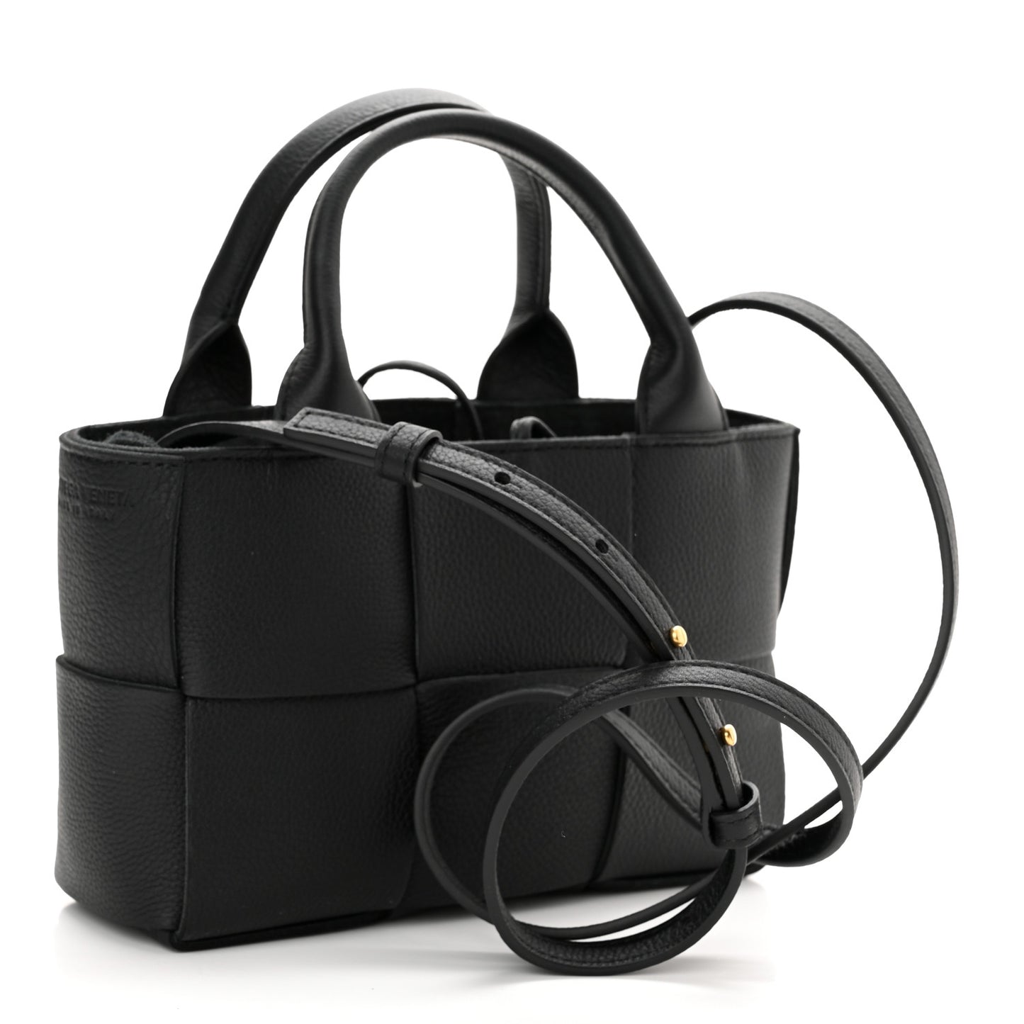 Grained Calfskin Maxi Intrecciato Mini Arco Tote Black