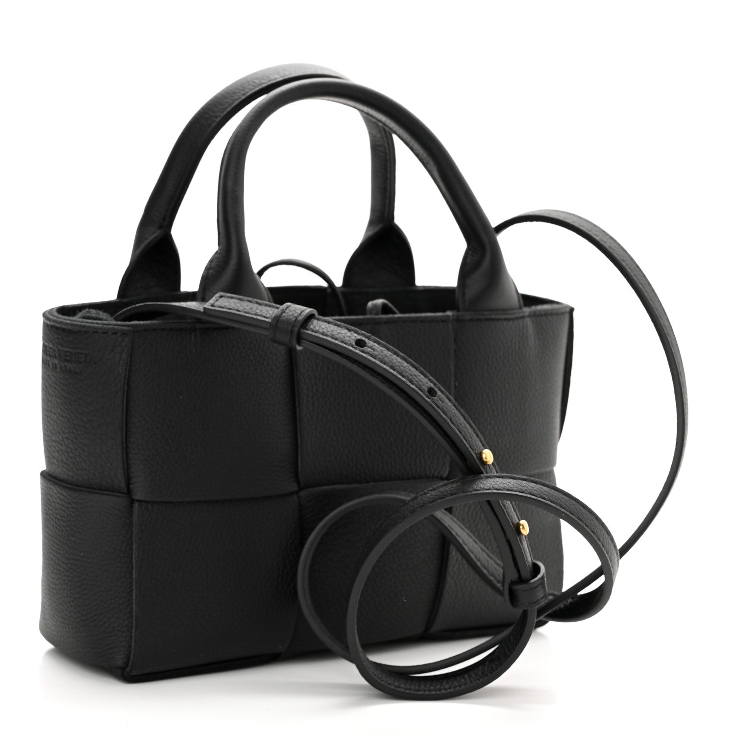 Bottega Veneta Grained Calfskin Maxi Intrecciato Mini Arco Tote Black 4 of 9