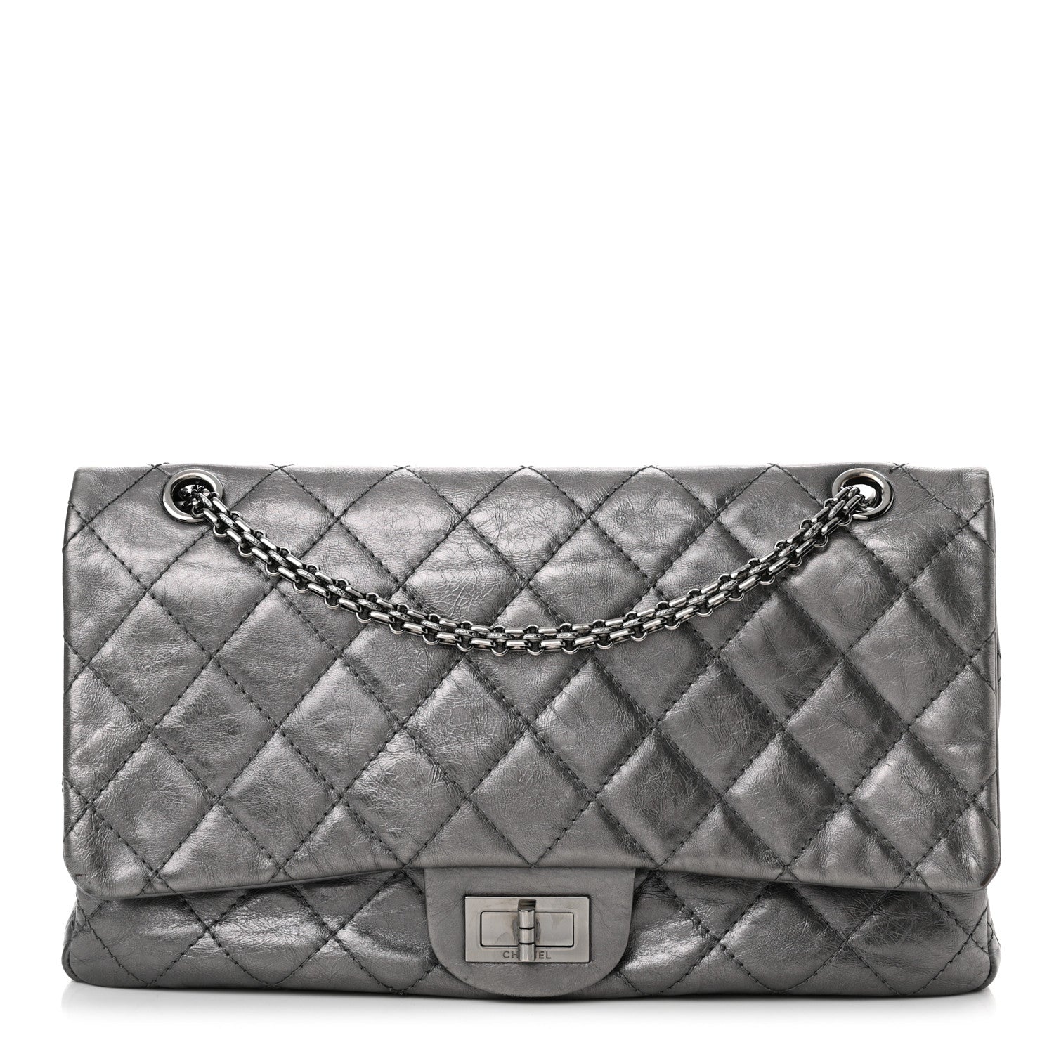 Chanel Metallic Aged Calfskin Quilted 2.55 Reissue 227 Flap Dark Silver 1 of 13