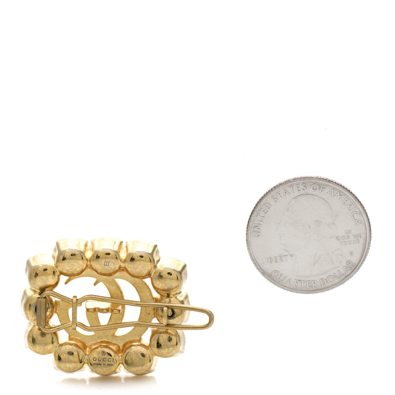 Gucci Metal Pearl Double G Hair Clip Aged Gold 2 of 5