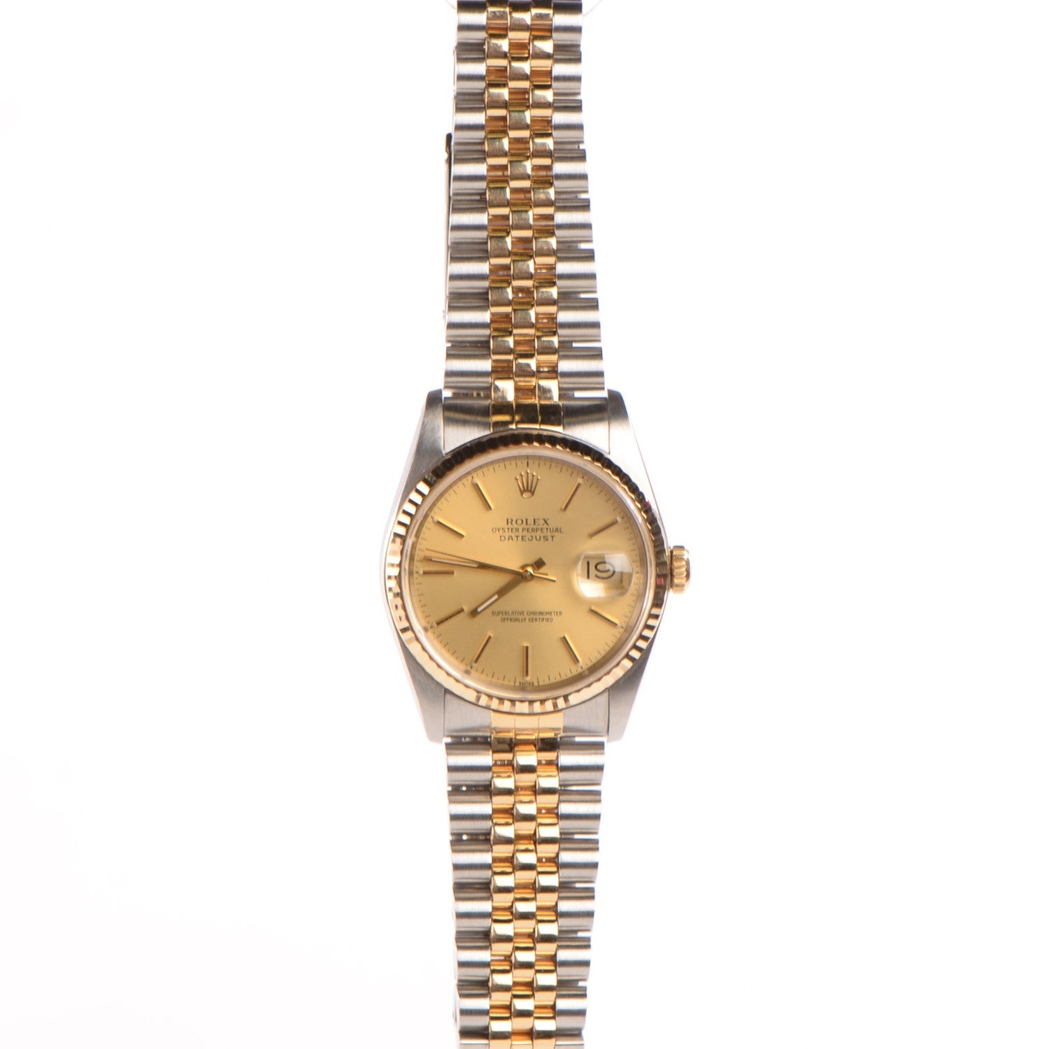 Rolex Stainless Steel 18K Yellow Gold 36mm Oyster Perpetual Datejust Watch Champagne 16233 4 of 10
