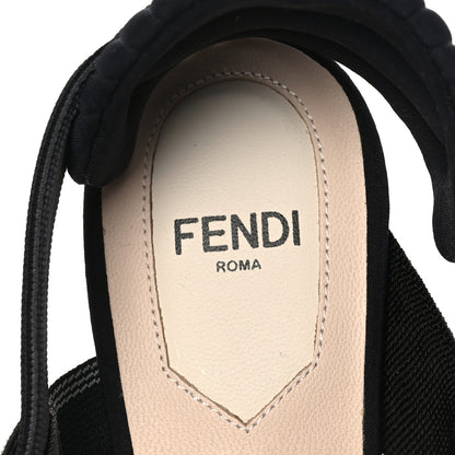 Fendi Technical Mesh Colibri 55mm Slingback Pumps 36 Black Asfalto 6 of 7