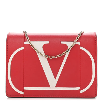 Valentino Garavani Calfskin VLogo Inlay Chain Pouch Rouge Pur White 1 of 18