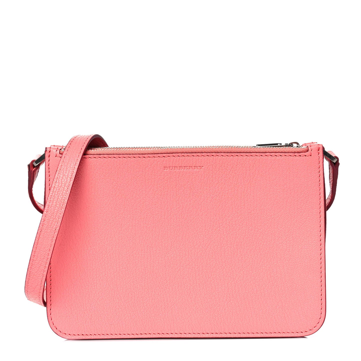 Grainy Goatskin Triple Zip Crossbody Bag Pink