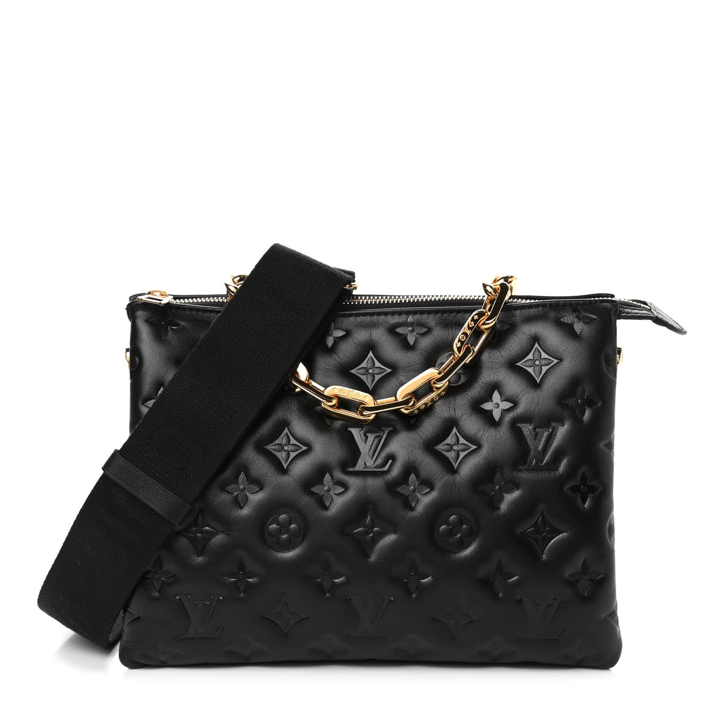 Lambskin Embossed Monogram Coussin PM Black