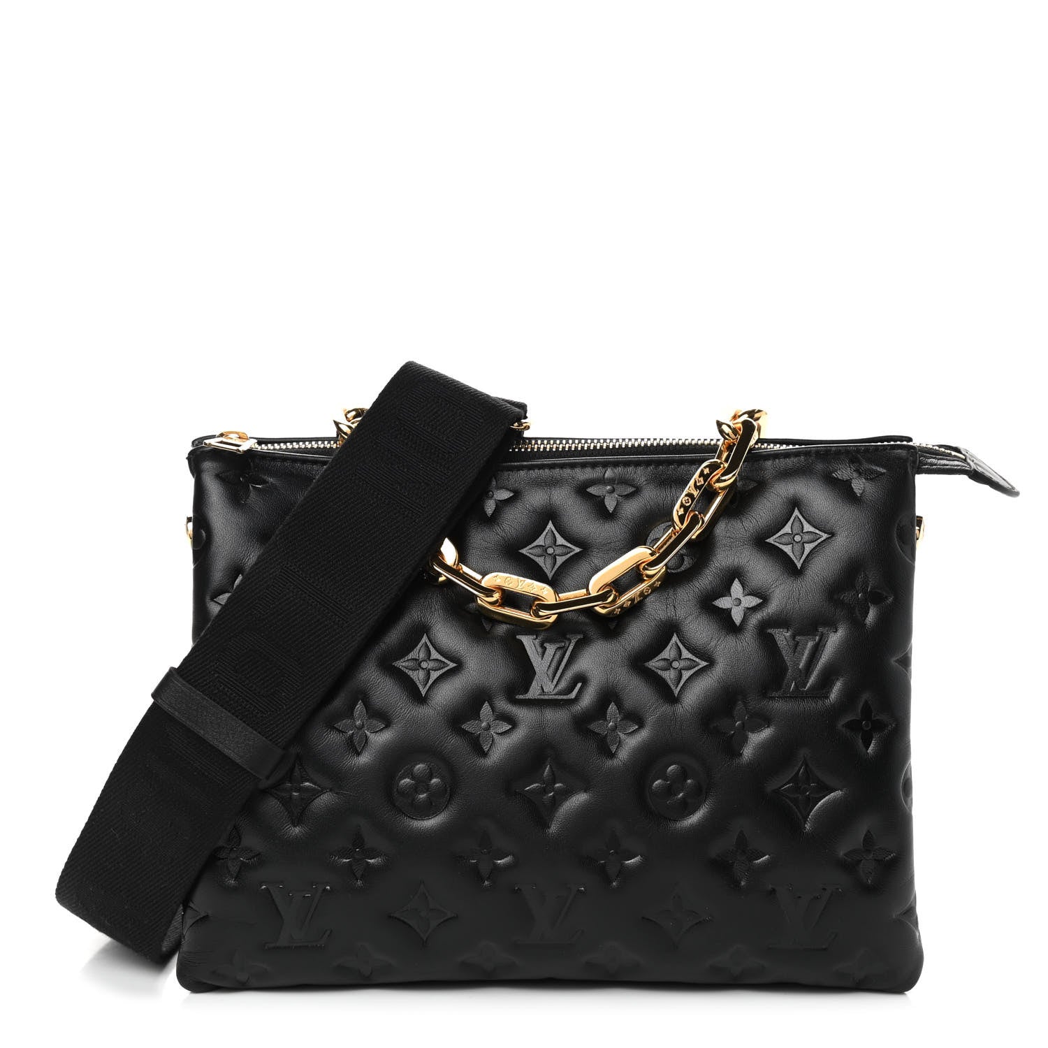 Louis Vuitton Lambskin Embossed Monogram Coussin PM Black 1 of 7