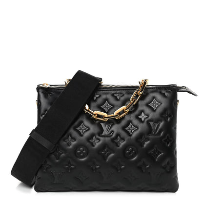 Louis Vuitton Lambskin Embossed Monogram Coussin PM Black 1 of 7