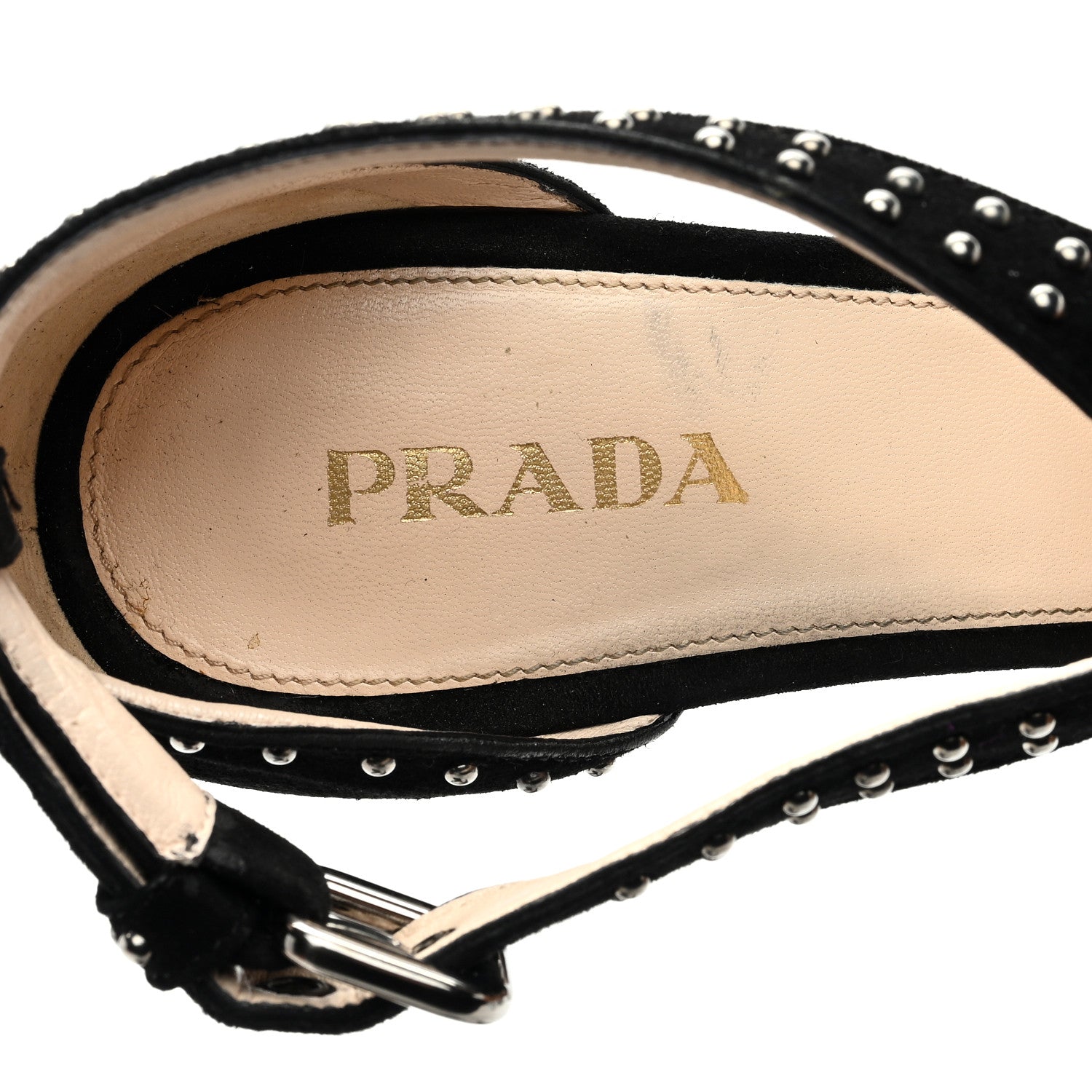 Prada Suede Studded Ankle Wrap Sandals 40 Black 7 of 9