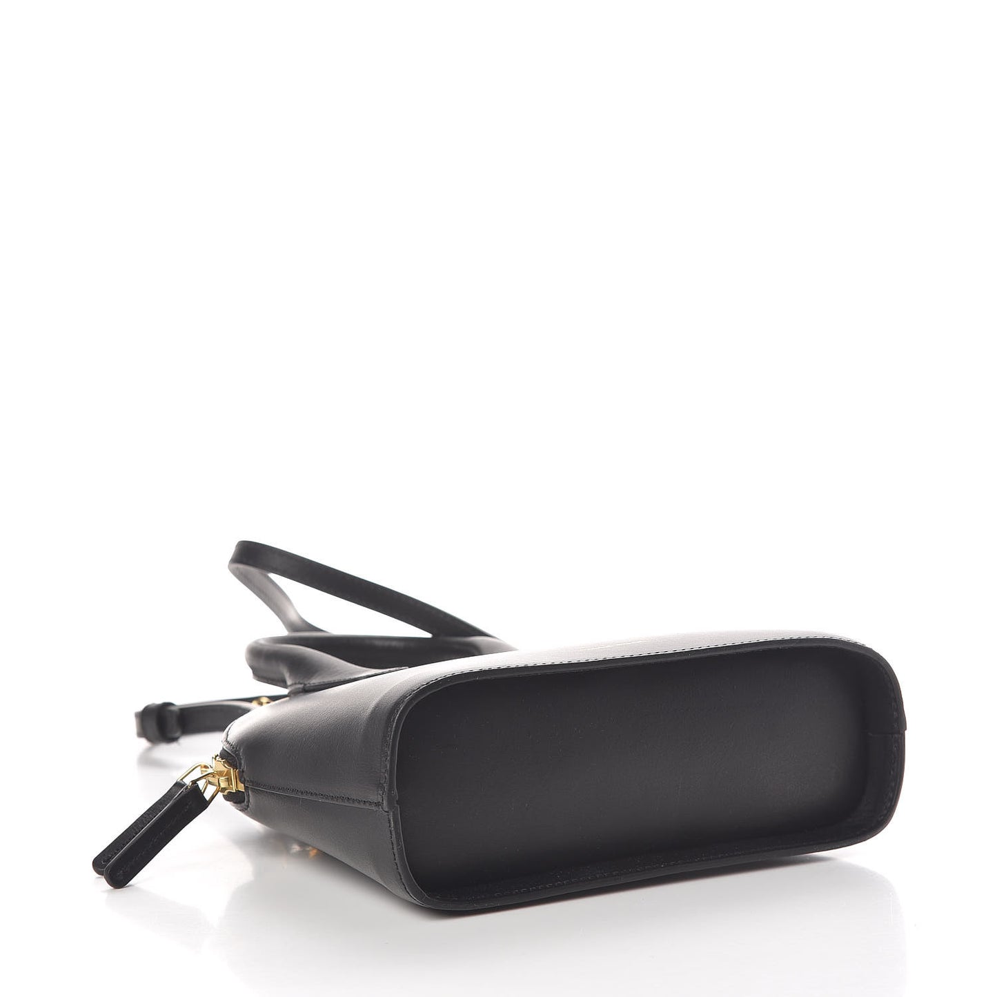 Vegetable Tanned Calfskin Mini Round Top Handle Bag Black Flamma