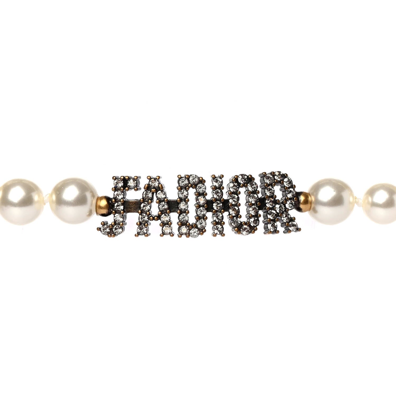 Christian Dior Metal Pearl Crystal J'Adior Choker Necklace Antique Gold 3 of 4